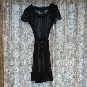 Black Sheath Midi Dress with Flutter Sleeves